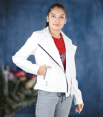 Stylish White Leather Jacket